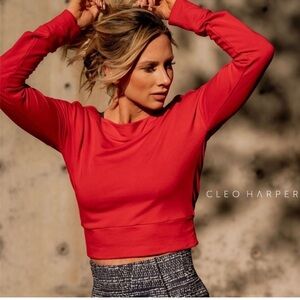 New Cleo Harper XS Scarlet red  Crop Top long sleeve sweatshirt nice quality